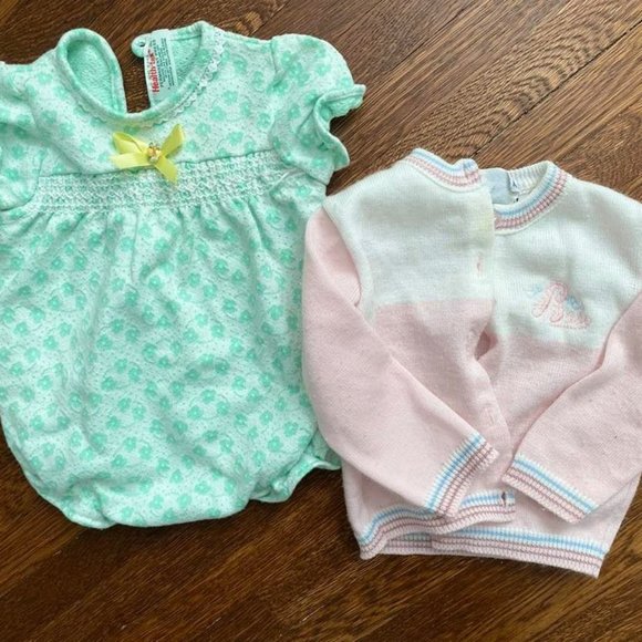 Other - Vintage baby clothes: 6 mn old dress & sweater